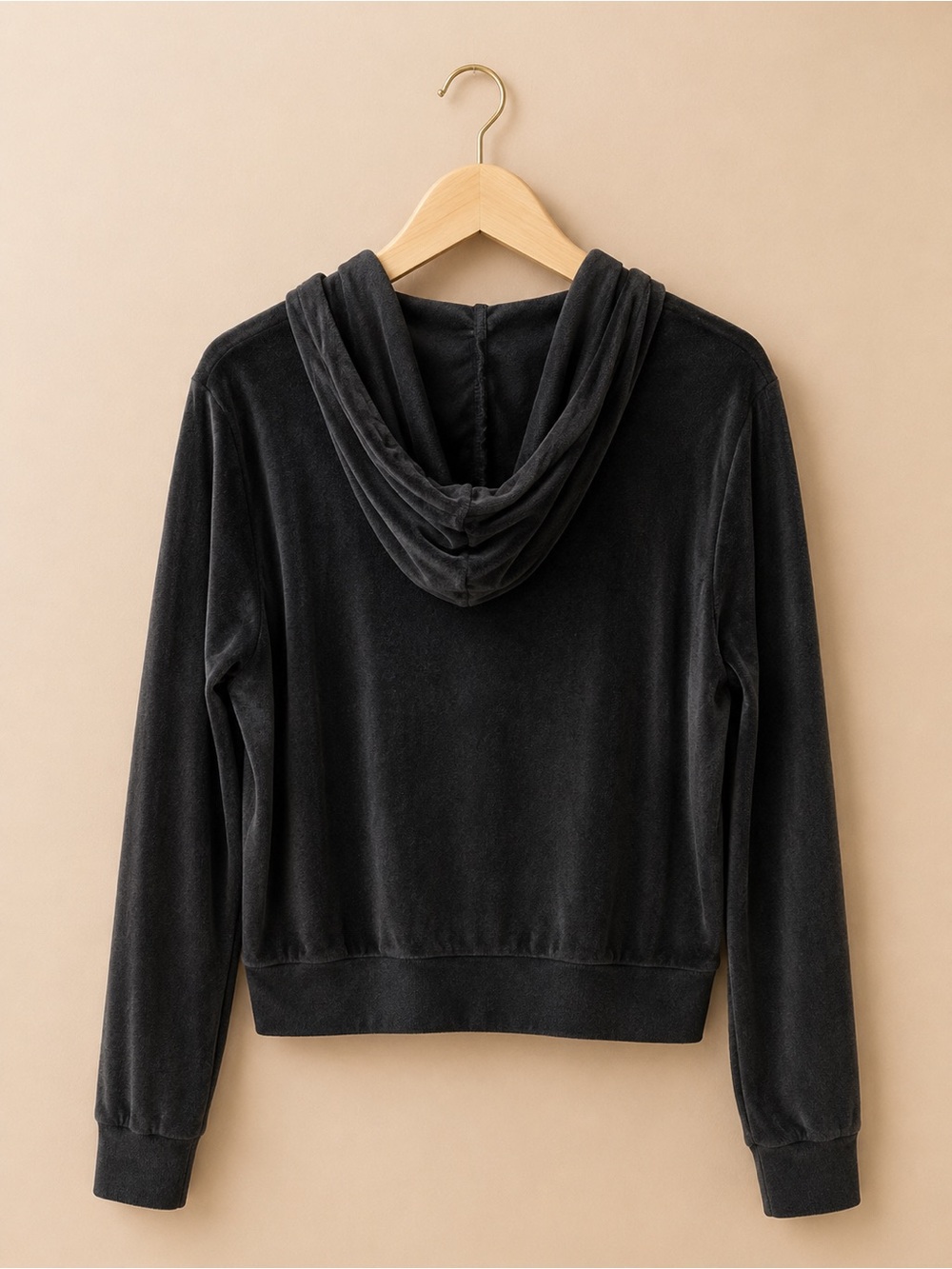 Juicy Couture Black Velour Rhinestone women Hoodie- Brand new! Fits L-XL - Picture 4 of 4